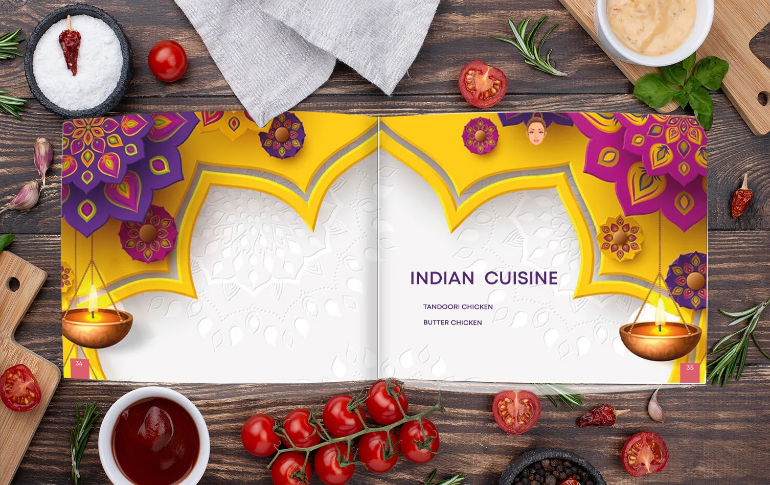 Alexandra Hospital recipe book, Indian cuisine spread