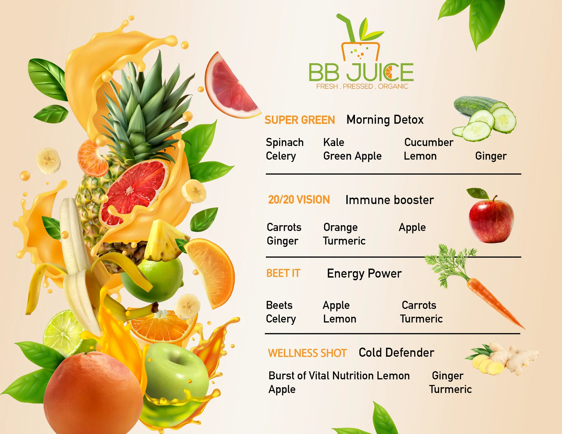 BB Juice menu design