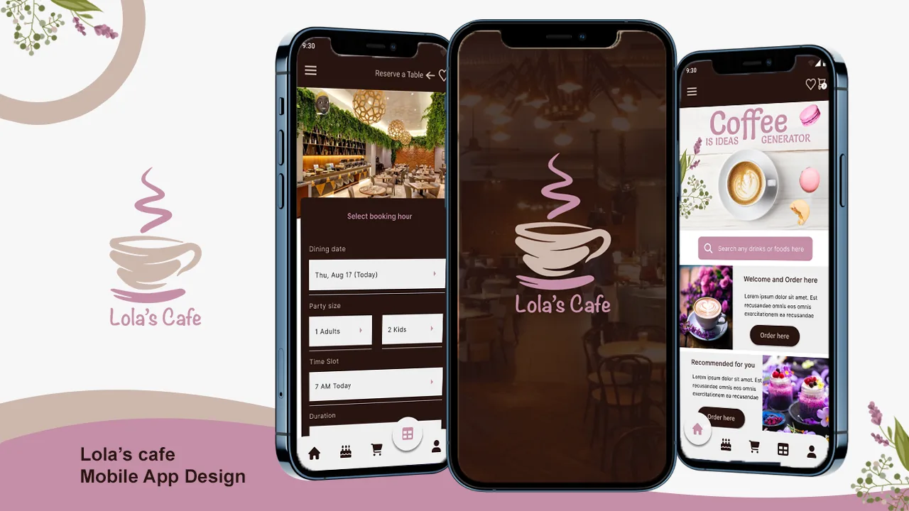 Lola's Café mobile app screens